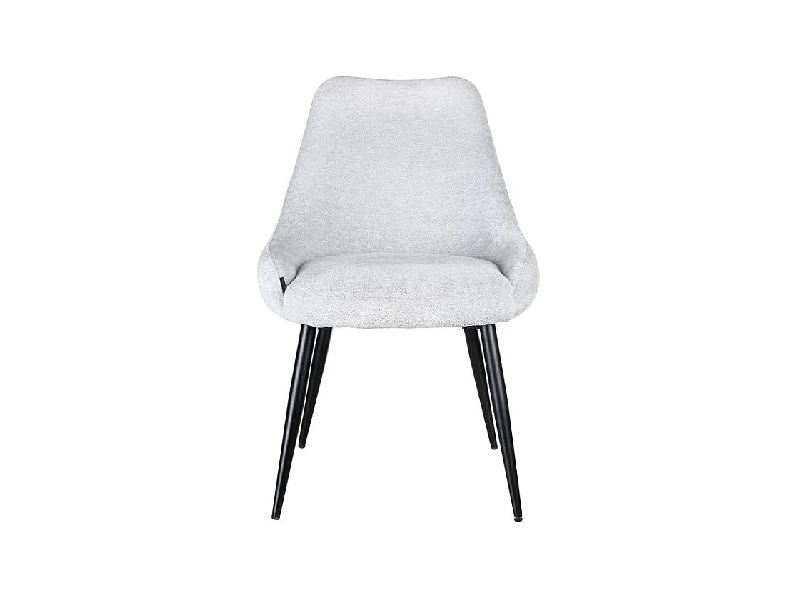 Lot 2 chaises en tissu doux gris clair et pieds métal noir – TARA