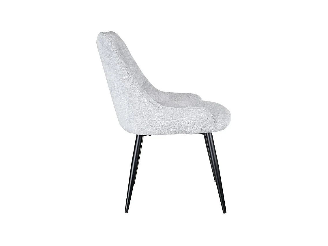 Lot 2 chaises en tissu doux gris clair et pieds métal noir – TARA