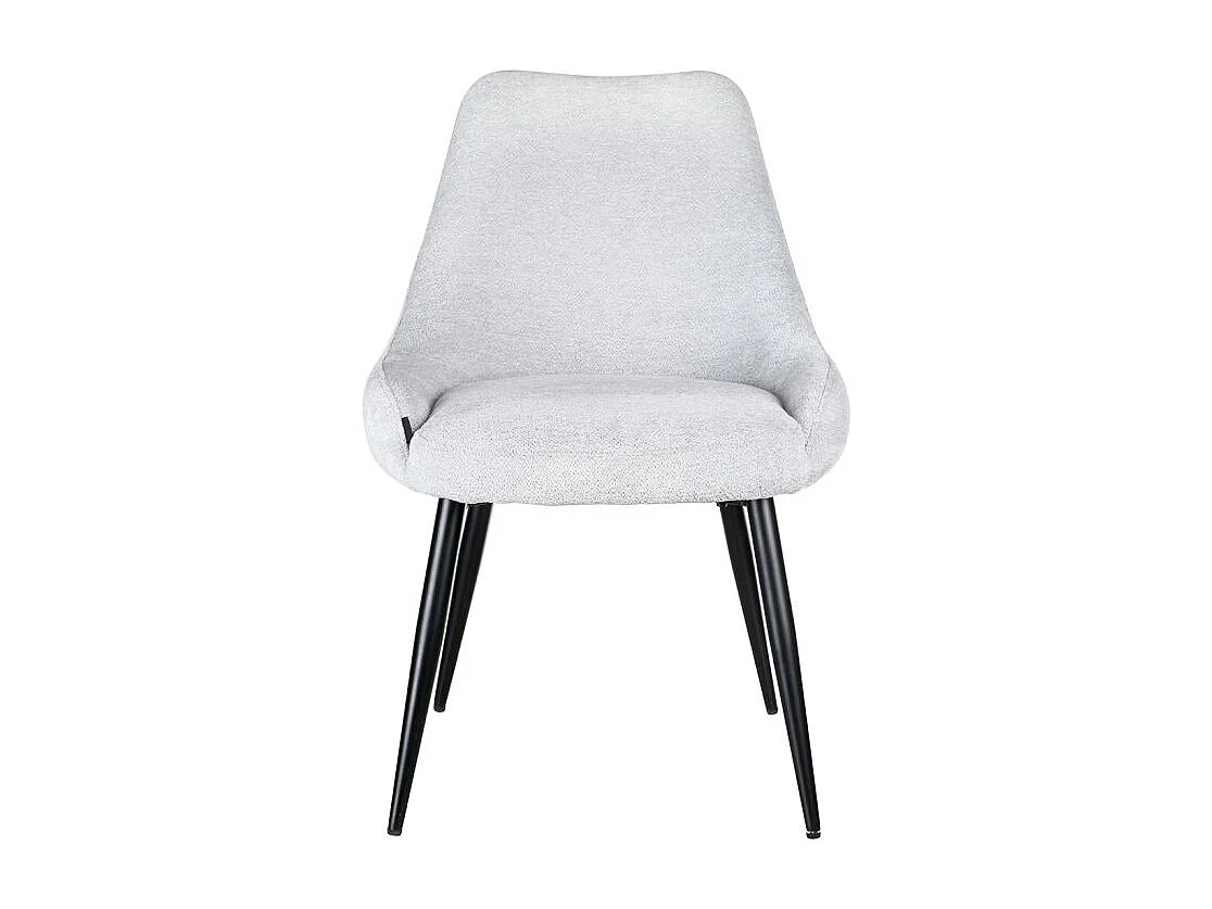 Lot 2 chaises en tissu doux gris clair et pieds métal noir – TARA