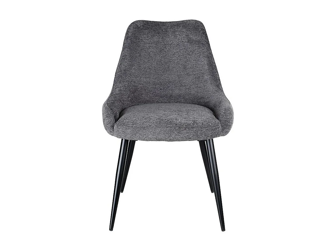 Lot 2 chaises en tissu doux gris anthracite et pieds métal – TARA