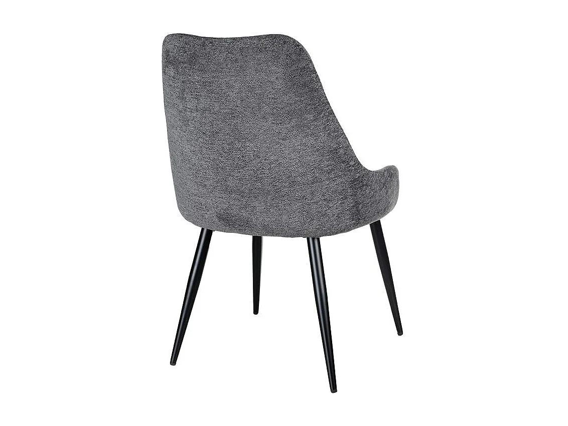 Lot 2 chaises en tissu doux gris anthracite et pieds métal – TARA