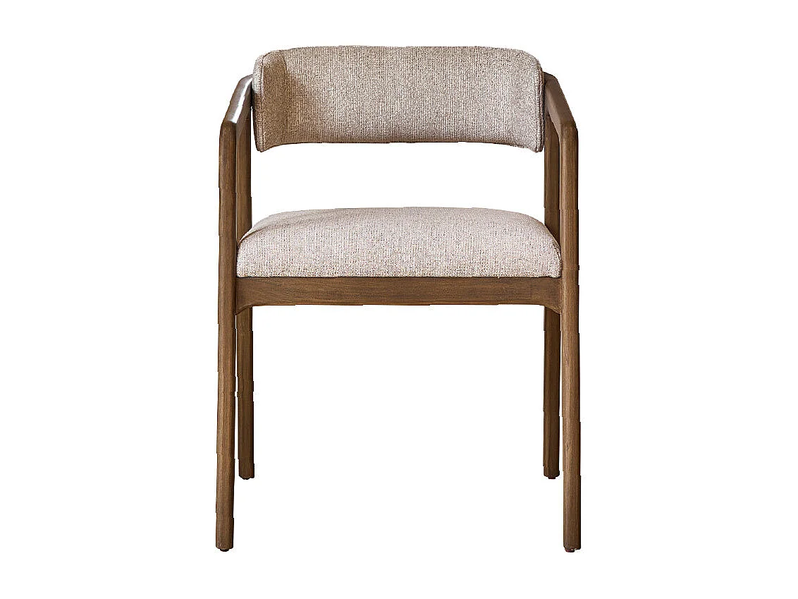 Sedia in legno massello con tessuto beige screziato