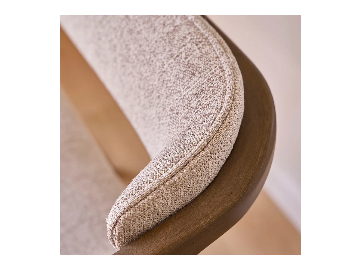 Set di 2 sedie in legno massello con tessuto beige screziato