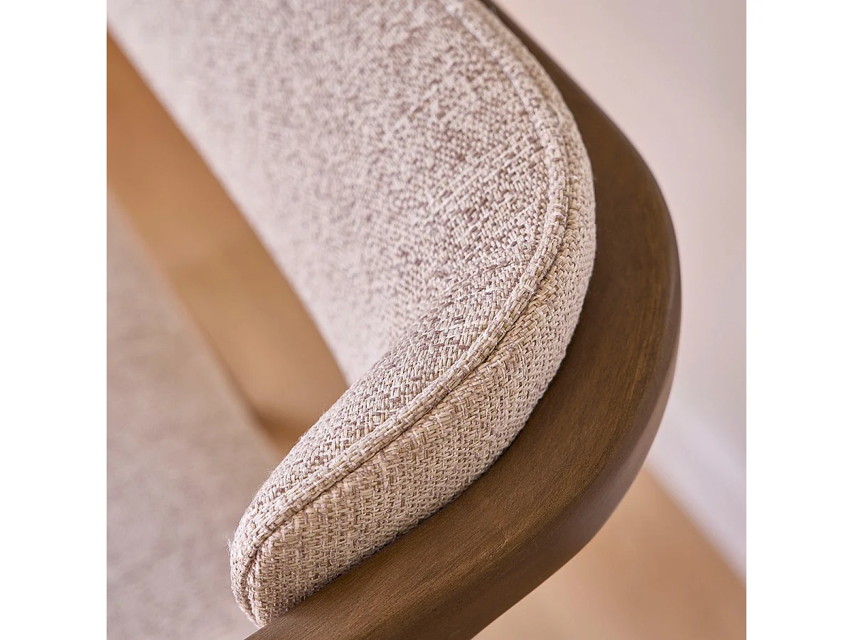 Set di 2 sedie in legno massello con tessuto beige screziato