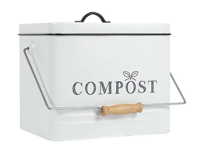 Poubelle à Compost 10L Métal avec Poignée et Couvercle avec Filtre - JETOR