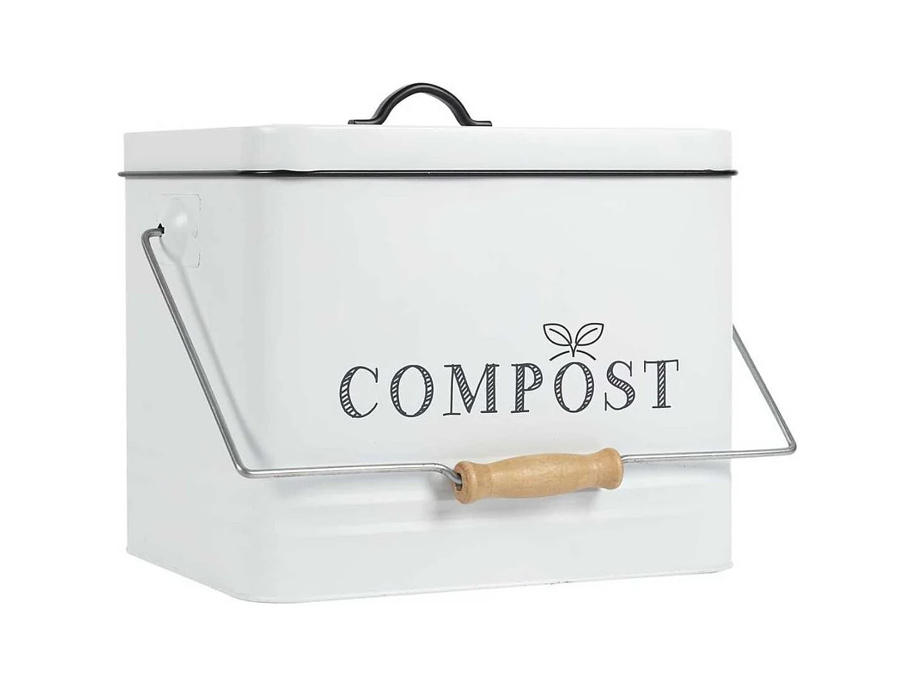 Poubelle à Compost 10L Métal avec Poignée et Couvercle avec Filtre - JETOR