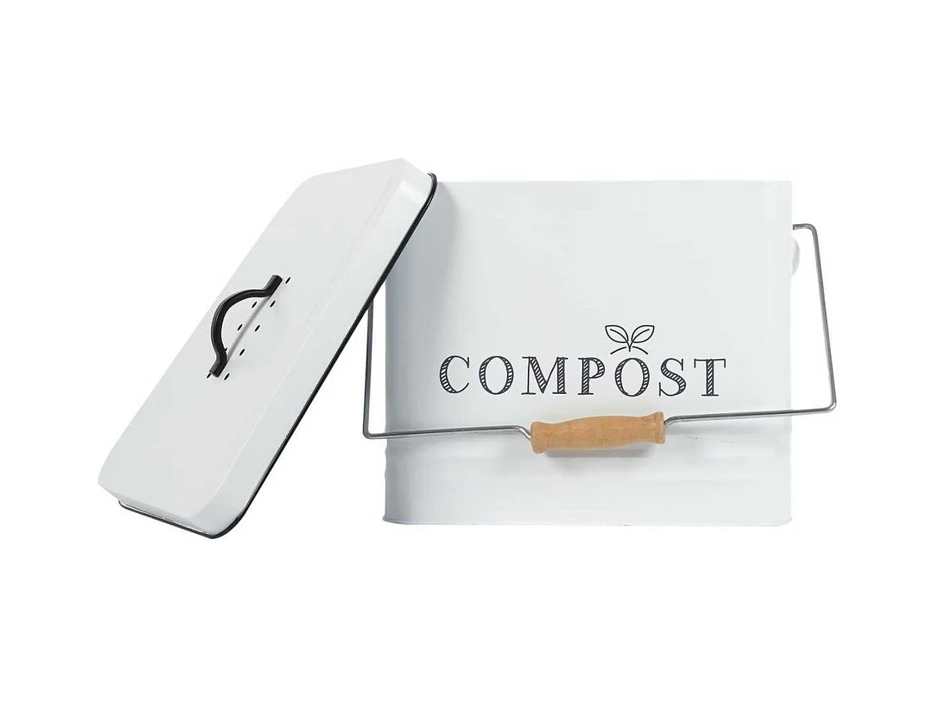 Poubelle à Compost 10L Métal avec Poignée et Couvercle avec Filtre - JETOR