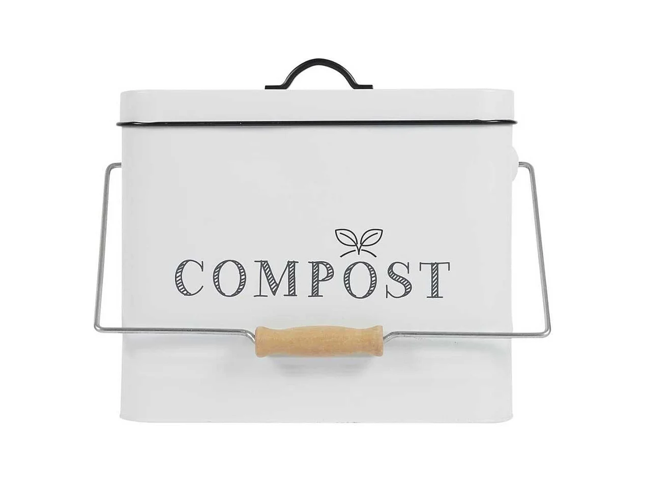 Poubelle à Compost 10L Métal avec Poignée et Couvercle avec Filtre - JETOR