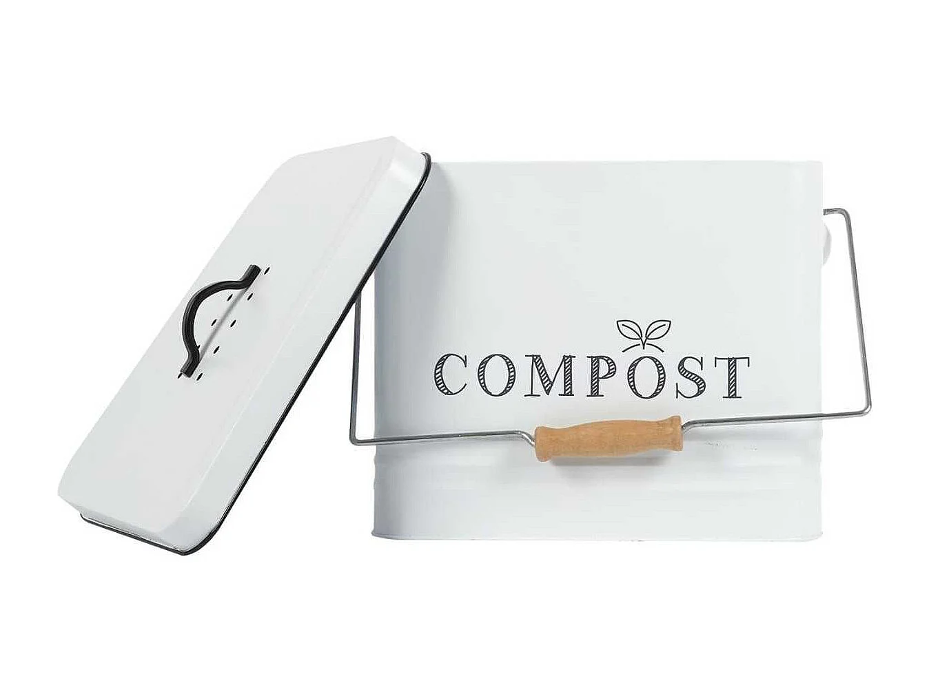 Poubelle à Compost 10L Métal avec Poignée et Couvercle avec Filtre - JETOR
