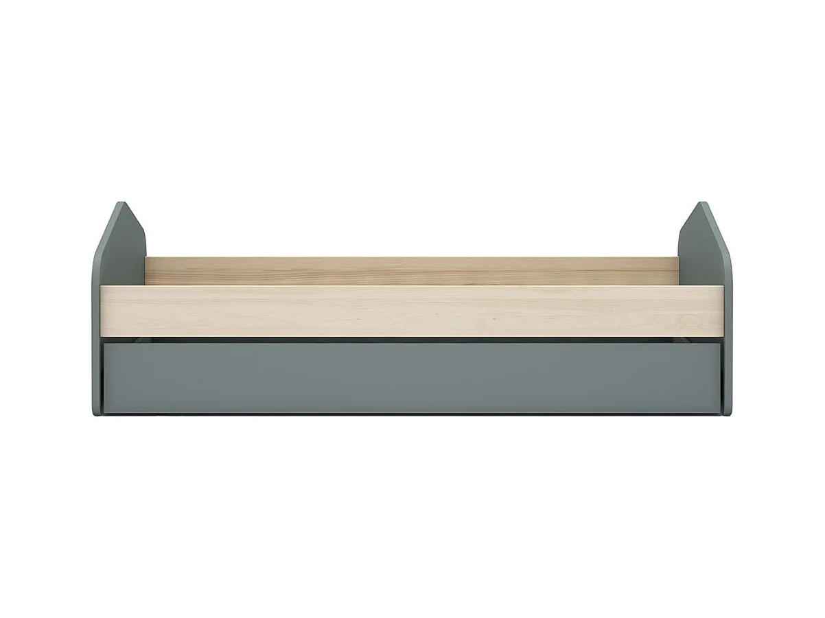 KAINA - Pack Lit 90x200cm avec Tiroir + Dressing Cabane Coloris Gris et Naturel