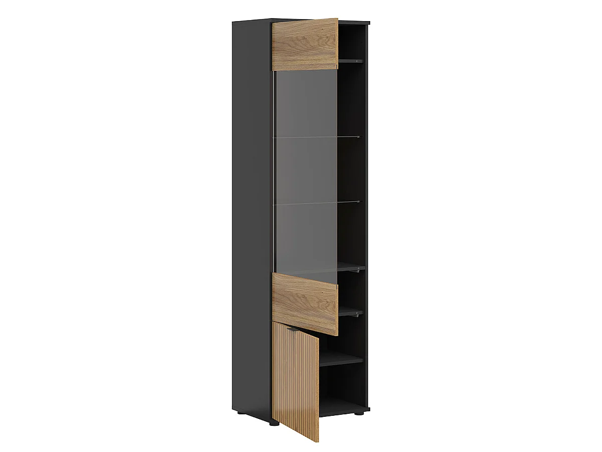 Vitrine 2 portes Pia Noir et Bois