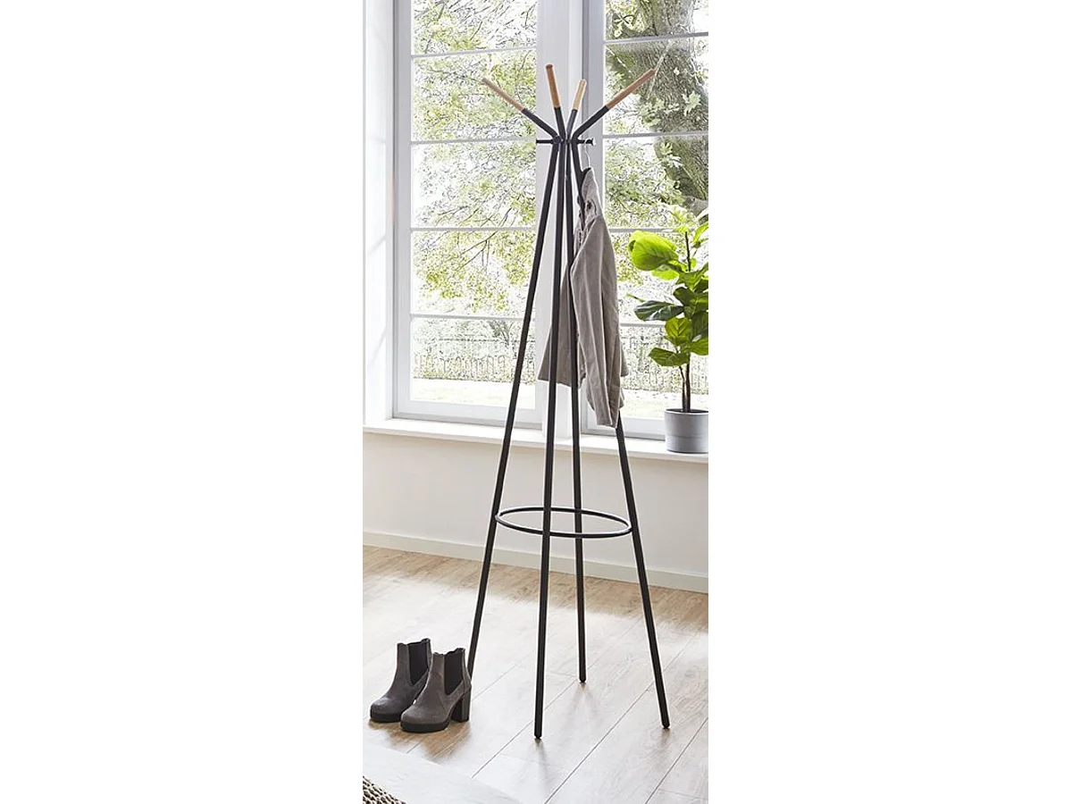 Porte-manteau en métal gris avec 8 crochets - diamètre 56 x Hauteur 175 cm