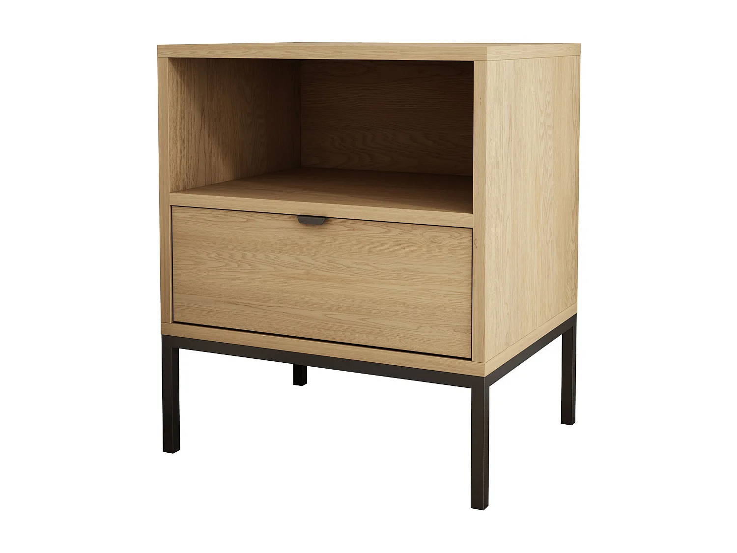 Table de chevet avec tiroir et cadre, poignée dorée, Chêne Cremona, 50 x 40 x 58 cm