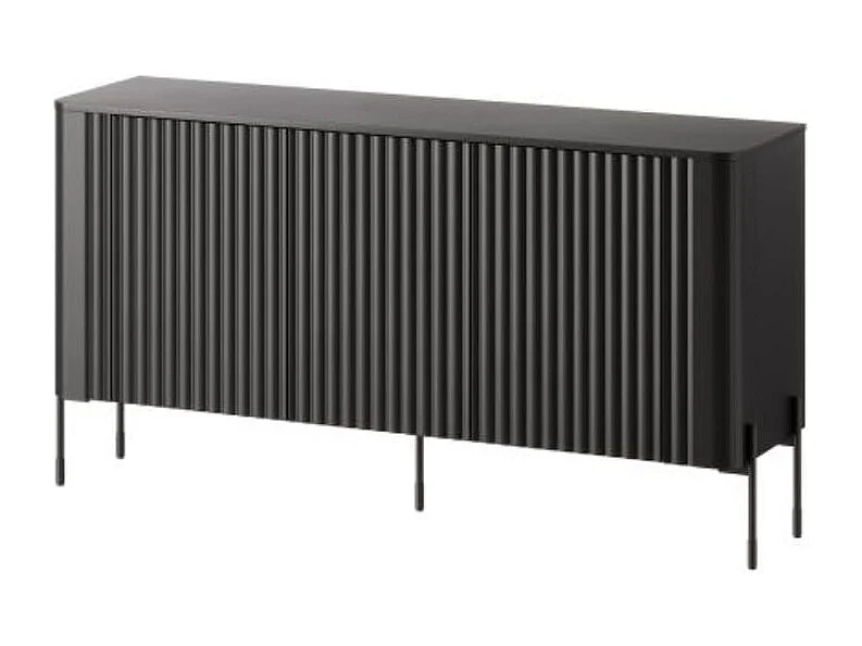 Buffet noir avec façades en relief 150 cm, 3 portes - Hector