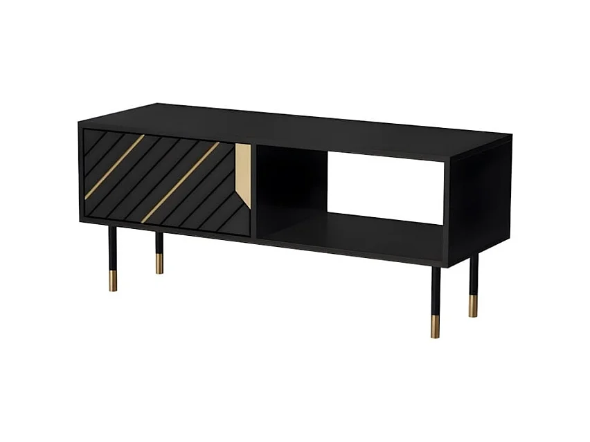 Table basse noir et doré 110 x 60 cm avec rangements Cardona