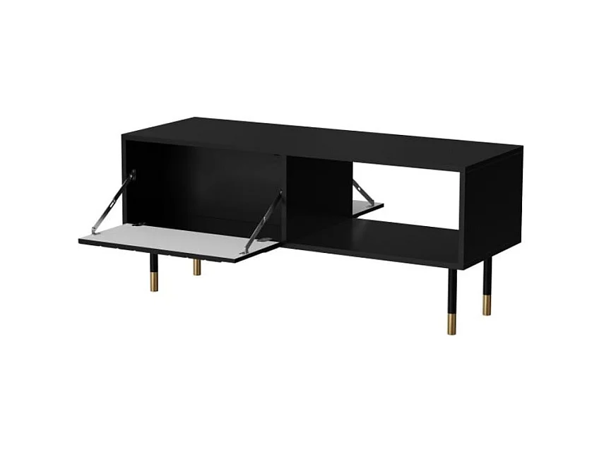 Table basse noir et doré 110 x 60 cm avec rangements Cardona