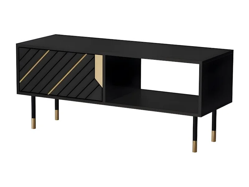 Table basse noir et doré 110 x 60 cm avec rangements Cardona