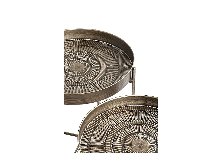 Lot de 2 tables d'appoint avec pieds rabattable en métal noir-cuivré balayé