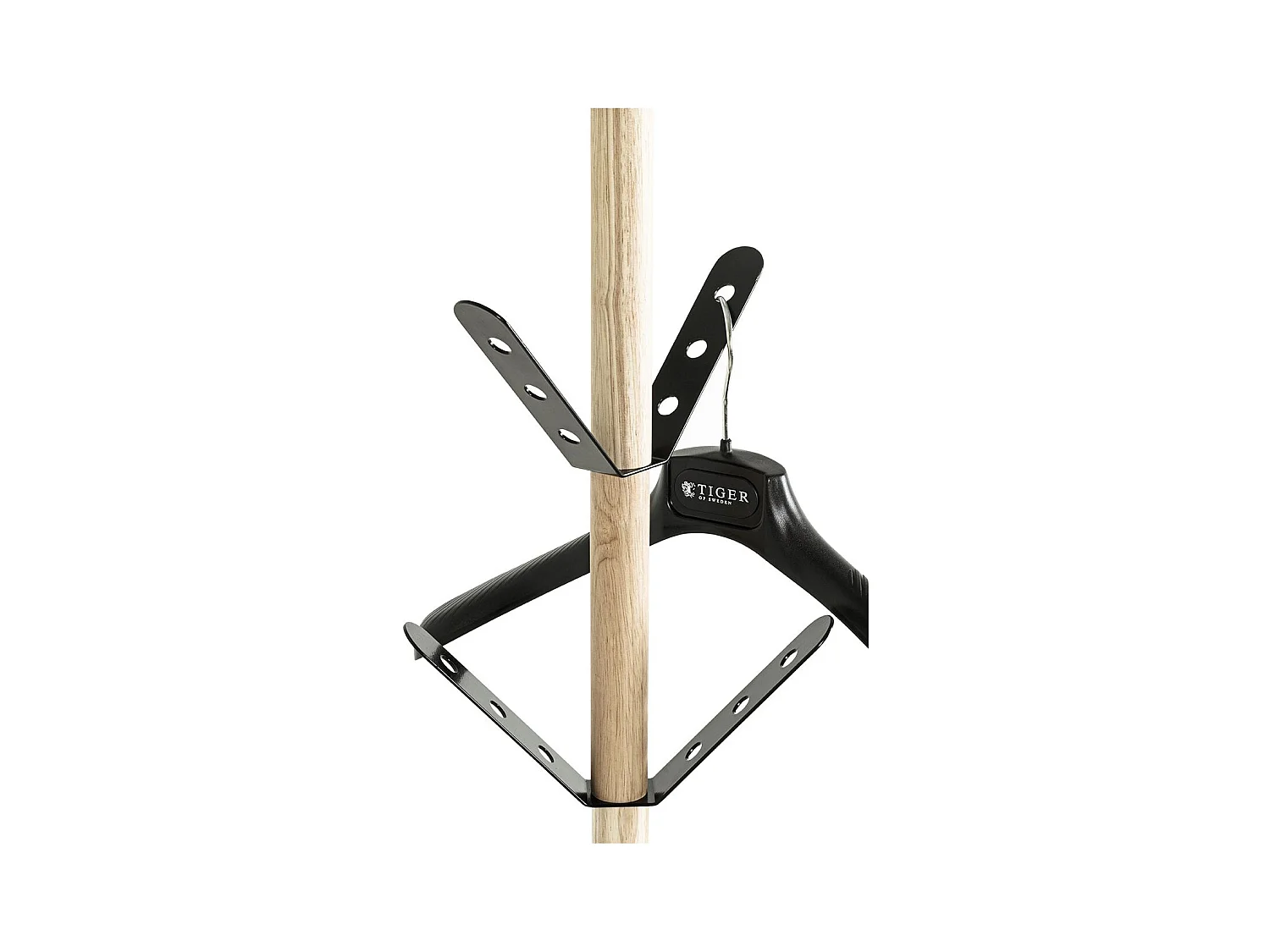 Porte-manteau avec 8 crochets, socle en marbre coloris noir - Hauteur 179 x Diamètre 37 cm