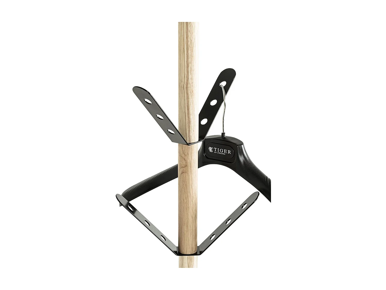 Porte-manteau avec 8 crochets, socle en marbre coloris noir - Hauteur 179 x Diamètre 37 cm