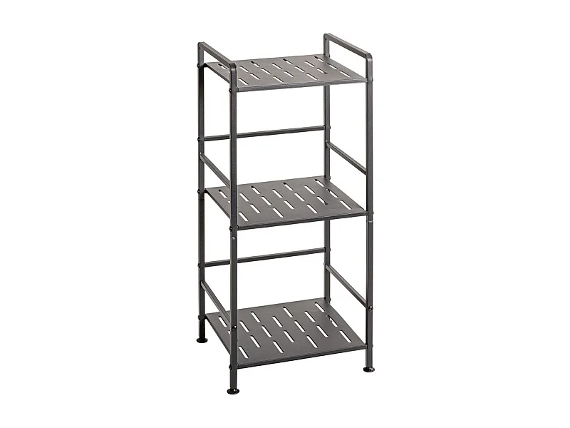 Etagère de 3 niveaux meuble de rangement en métal Gris anthracite - Longueur 33 x Hauteur 74 x Profondeur 28 cm