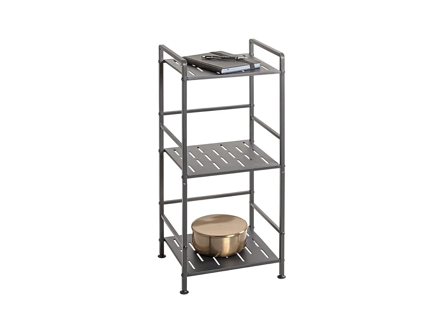 Etagère de 3 niveaux meuble de rangement en métal Gris anthracite - Longueur 33 x Hauteur 74 x Profondeur 28 cm