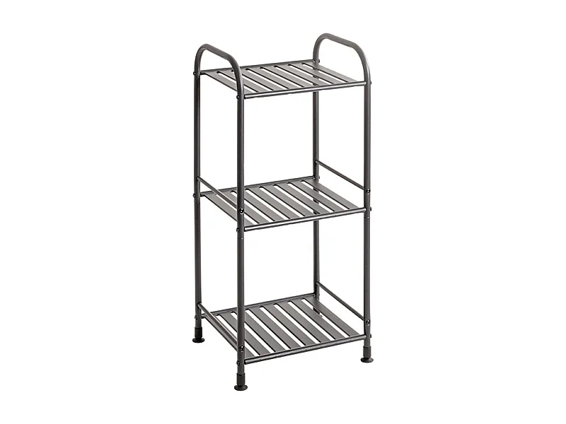 Etagère de 3 niveaux meuble de rangement en métal Gris anthracite - Longueur 33 x Hauteur 78 x Profondeur 28 cm