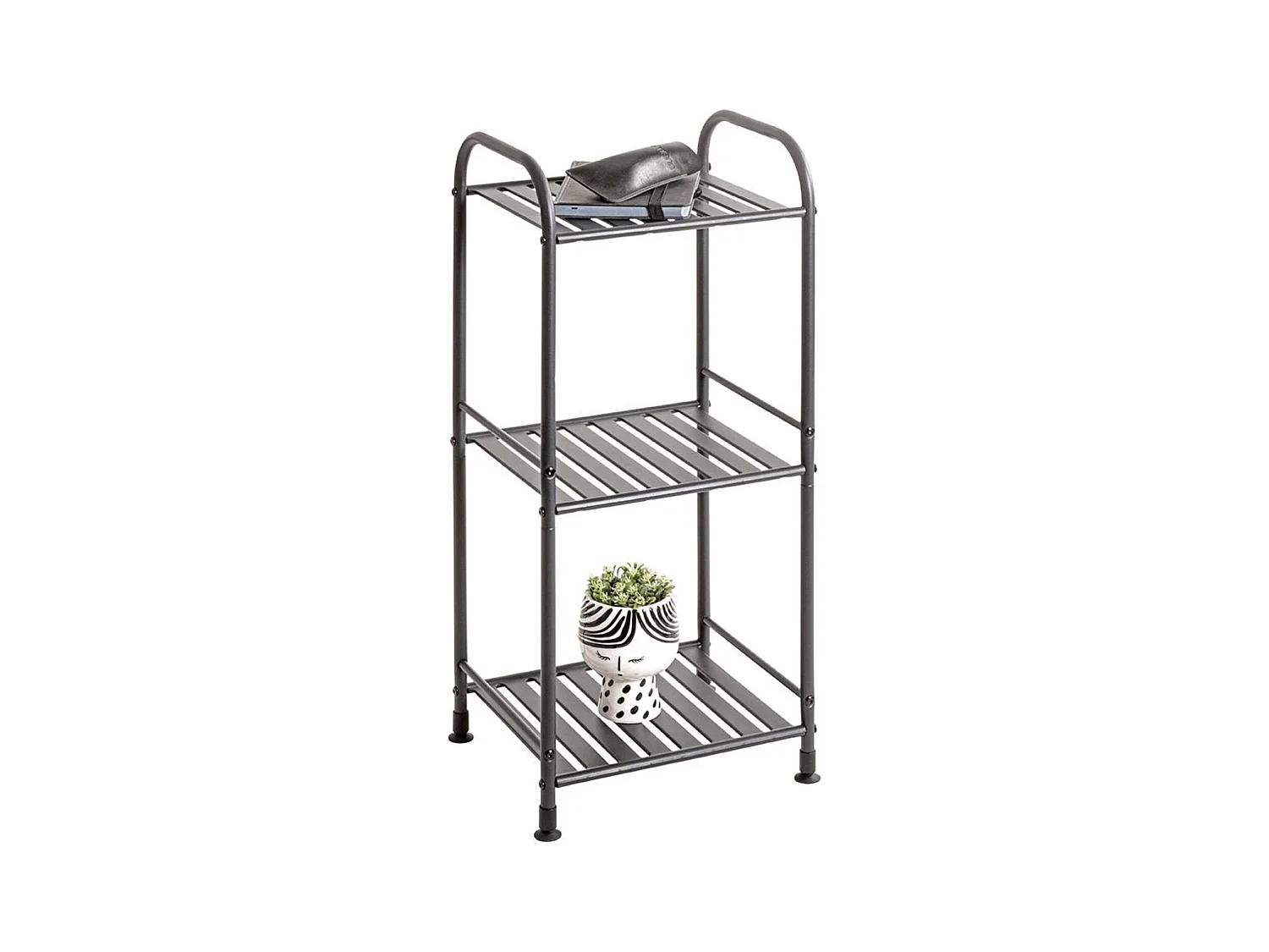Etagère de 3 niveaux meuble de rangement en métal Gris anthracite - Longueur 33 x Hauteur 78 x Profondeur 28 cm