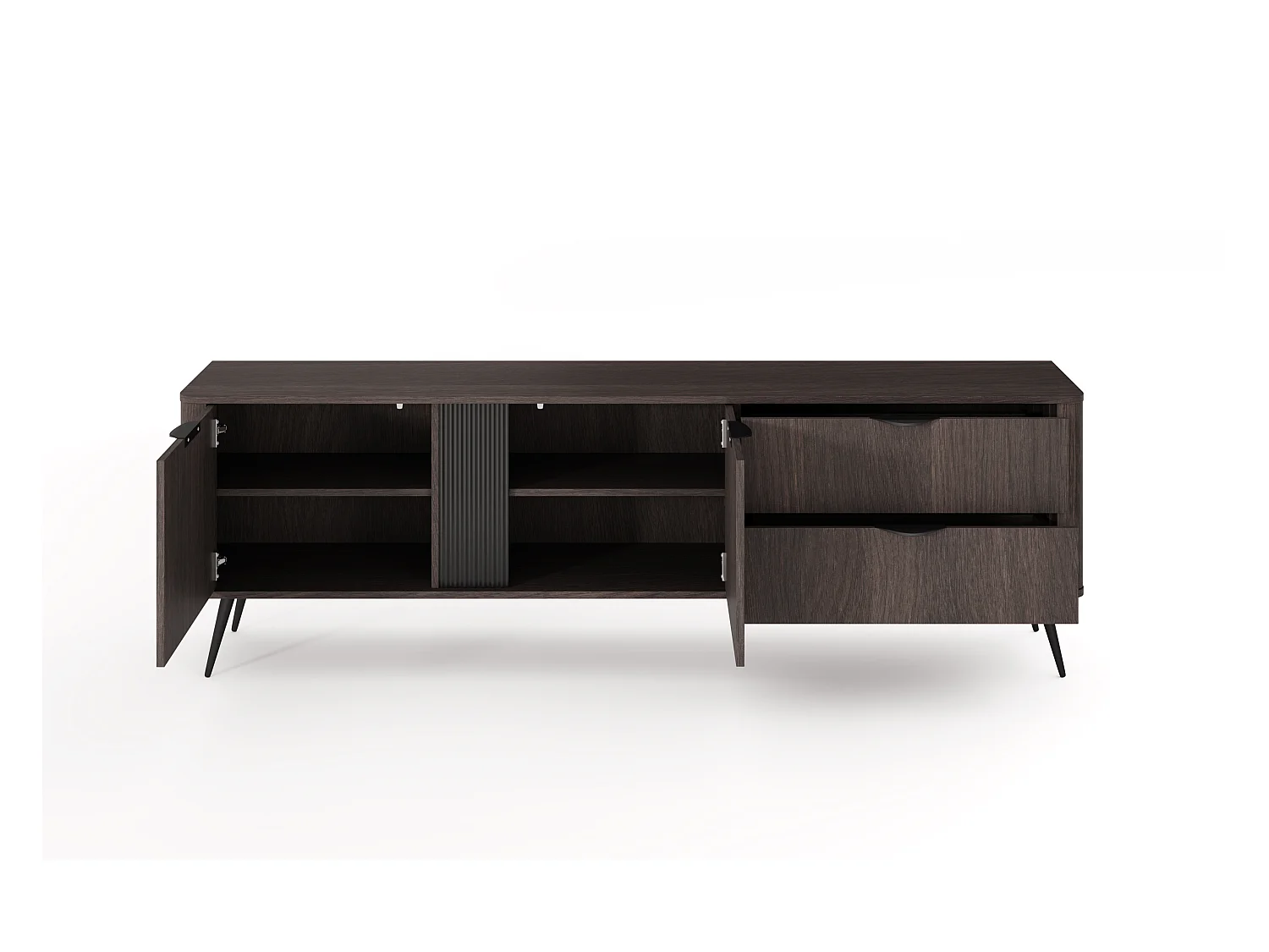 Meuble TV, chêne Dunin combiné avec du noir, 195,2 x 30 x 38 cm