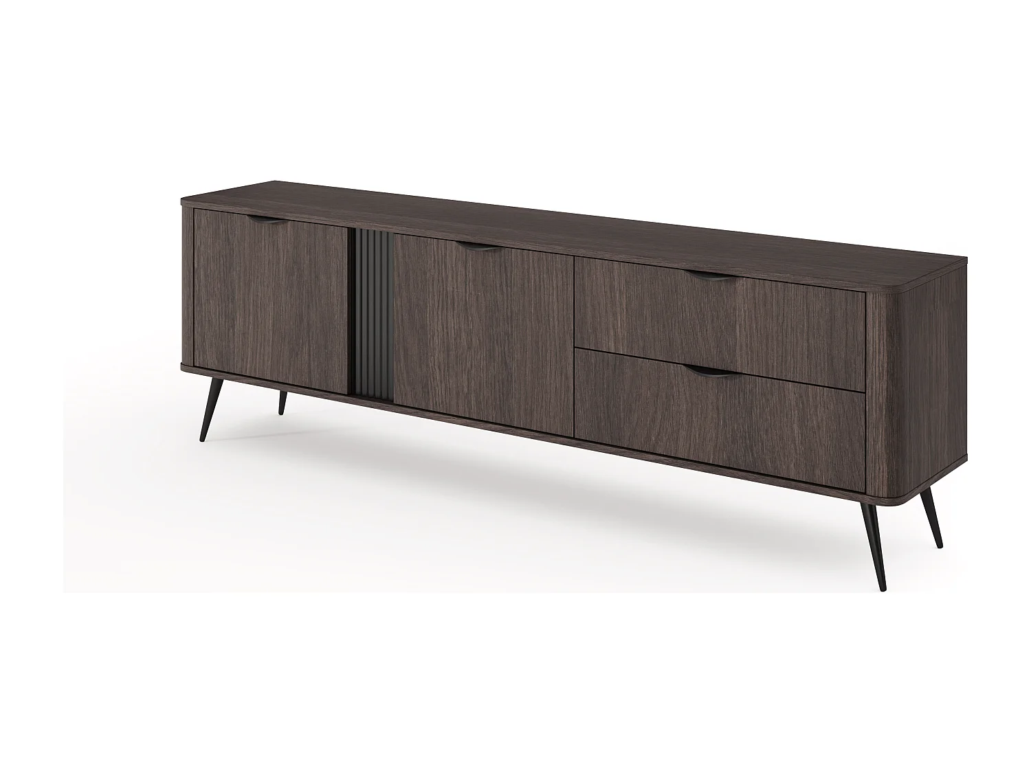 Meuble TV, chêne Dunin combiné avec du noir, 195,2 x 30 x 38 cm