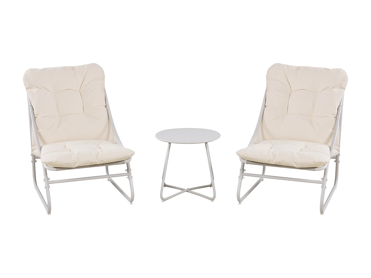 Salon de jardin 4 places – Canapé 2 places + 2 fauteuils + table basse – Résine tressée – Beige – Texas