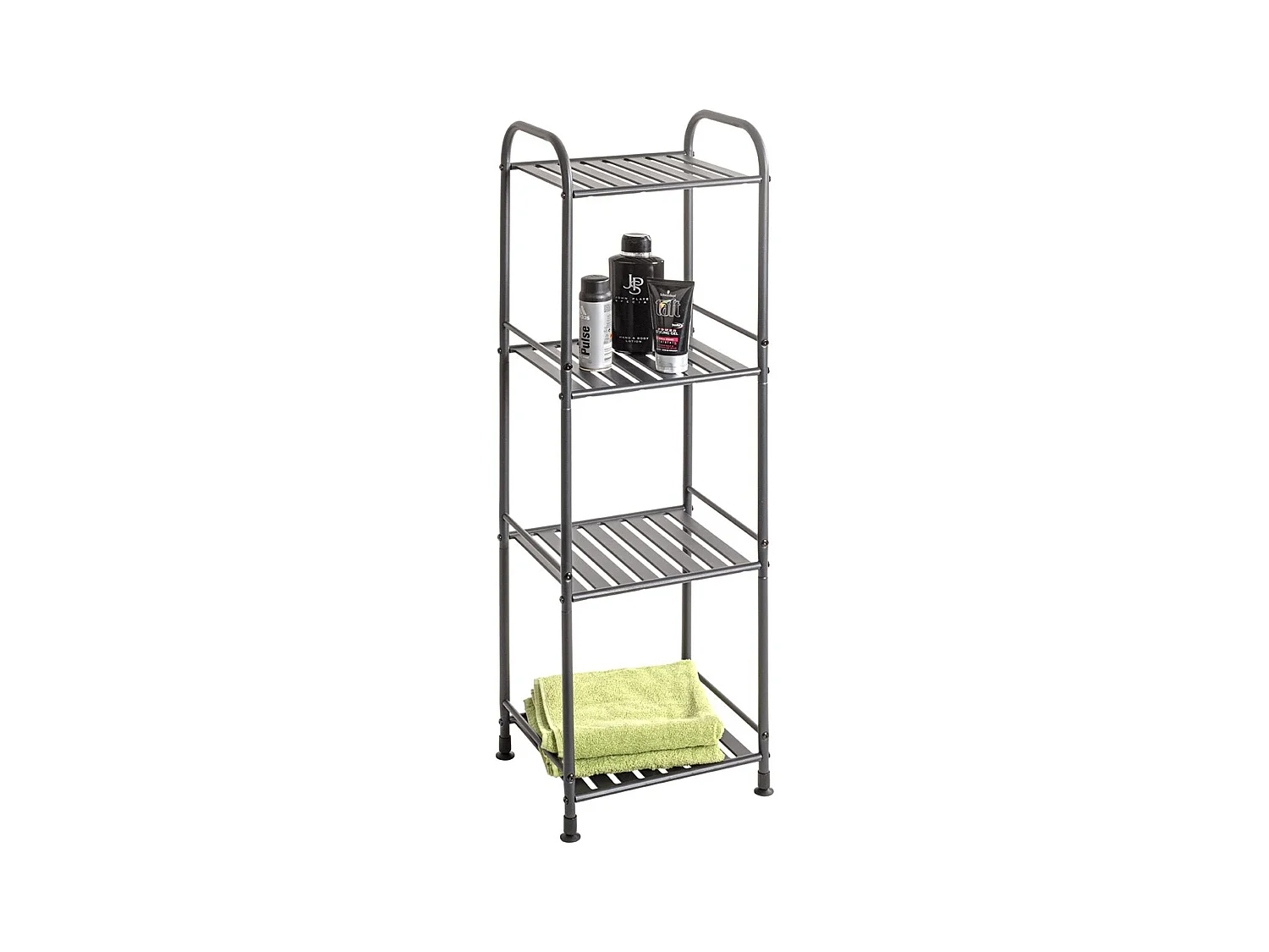 Etagère de 4 niveaux meuble de rangement en métal Gris anthracite - Longueur 33 x Hauteur 108 x Profondeur 28 cm