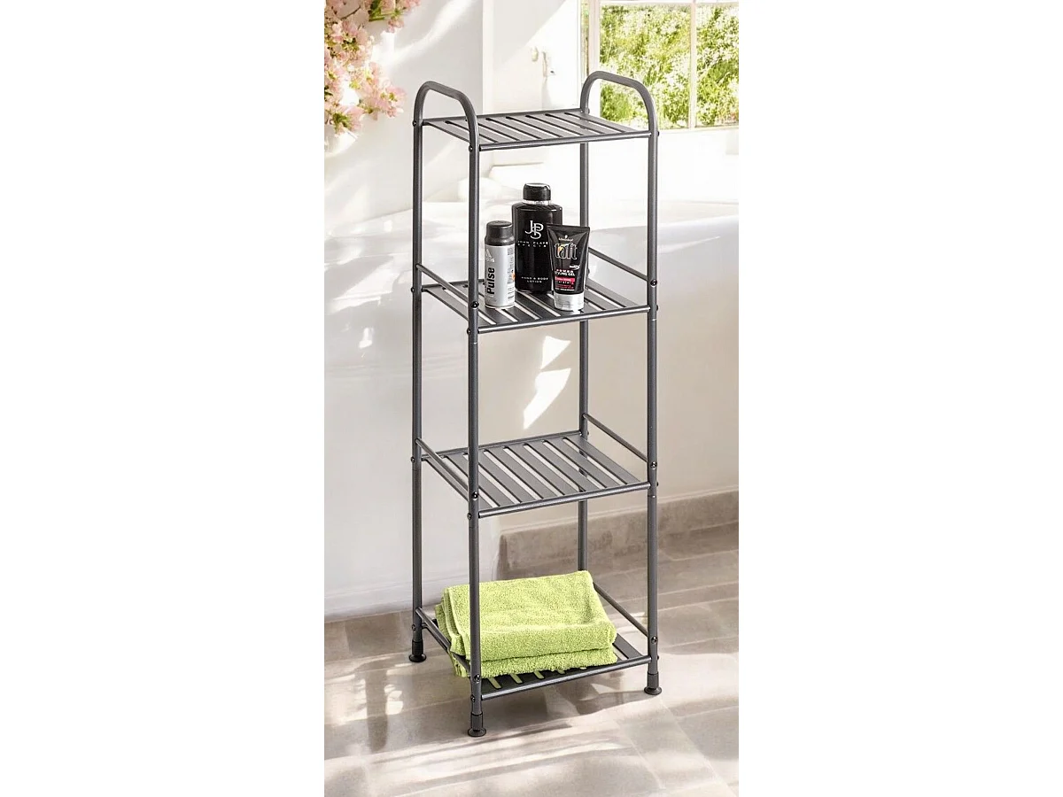Etagère de 4 niveaux meuble de rangement en métal Gris anthracite - Longueur 33 x Hauteur 108 x Profondeur 28 cm