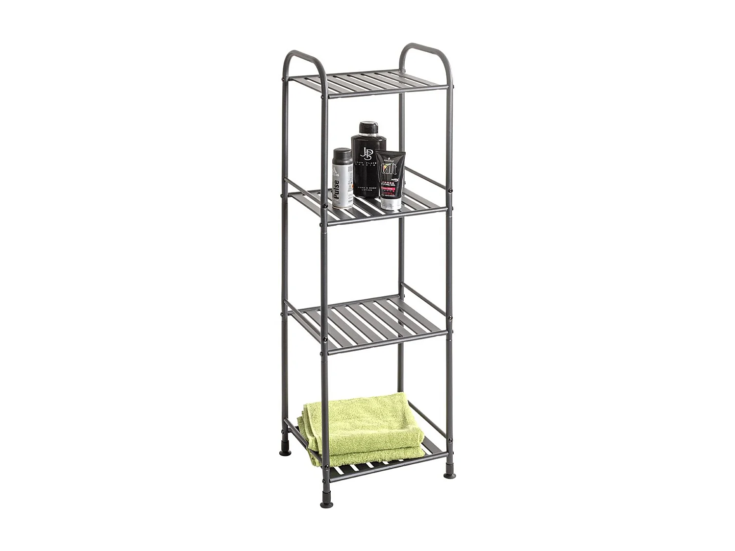 Etagère de 4 niveaux meuble de rangement en métal Gris anthracite - Longueur 33 x Hauteur 108 x Profondeur 28 cm