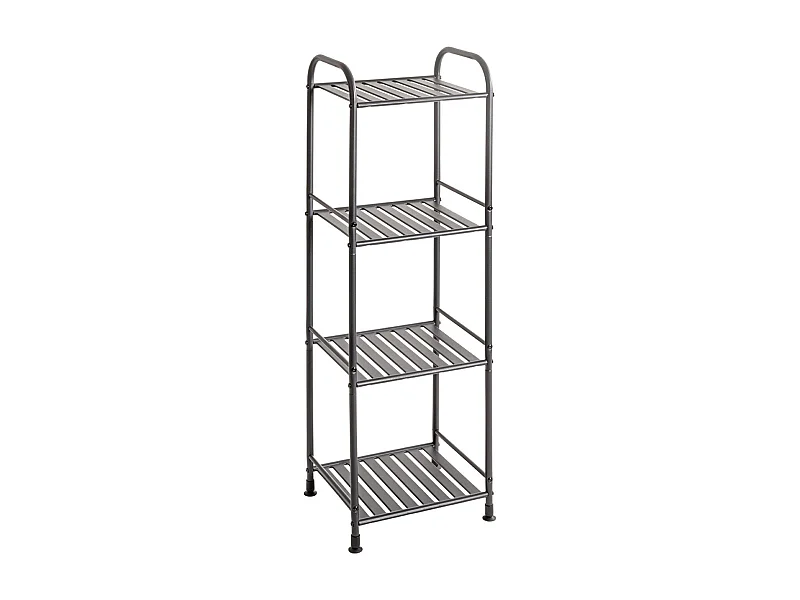 Etagère de 4 niveaux meuble de rangement en métal Gris anthracite - Longueur 33 x Hauteur 108 x Profondeur 28 cm