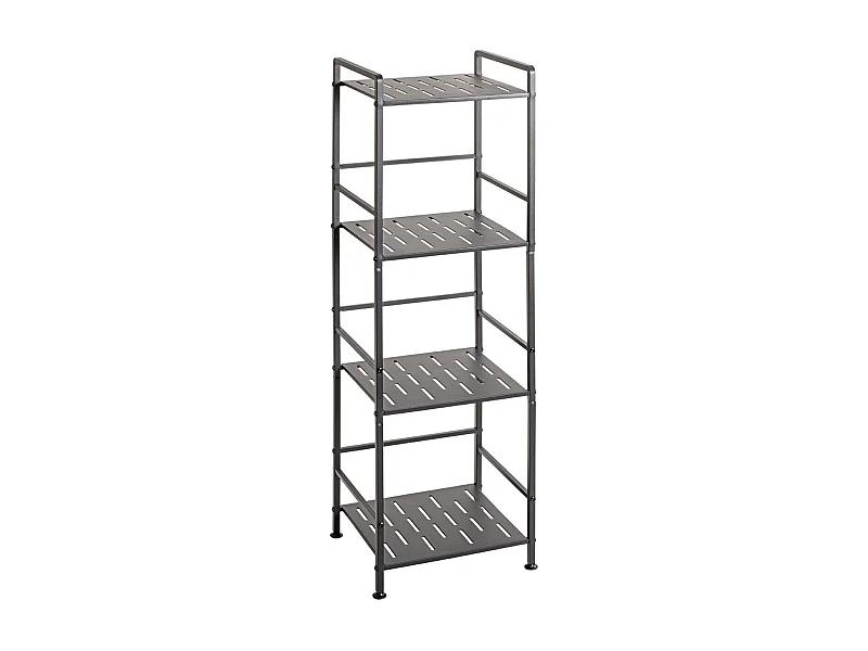 Etagère de 4 niveaux meuble de rangement en métal Gris anthracite - Longueur 33 x Hauteur 106 x Profondeur 28 cm