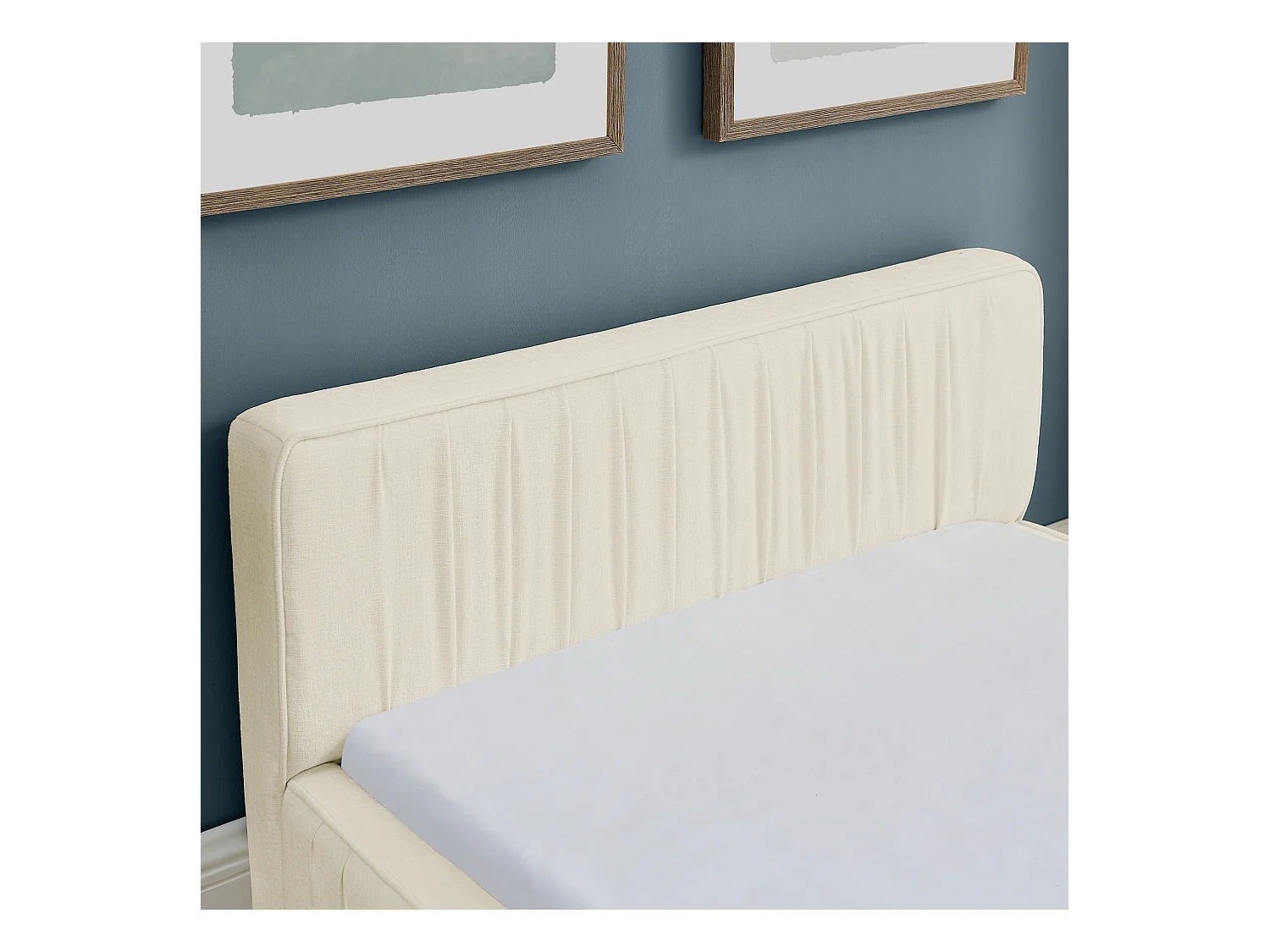 Beige eenpersoonsbed 90x200cm, lattenbodem, chenille stof (zonder matras)