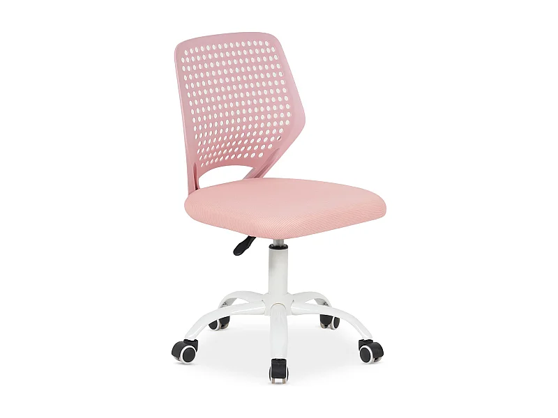 Chaise de Bureau pour Enfant JADE Rose Pivotante Sans Accoudoirs, Assise Rembourrée et Réglable en Hauteur