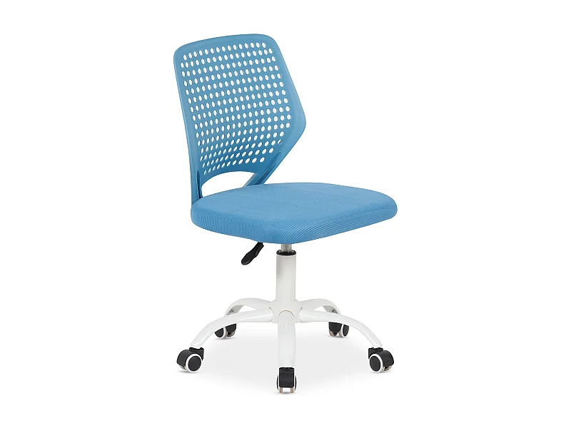 Chaise de Bureau pour Enfant JADE Bleue Pivotante Sans Accoudoirs, Assise Rembourrée et Réglable en Hauteur