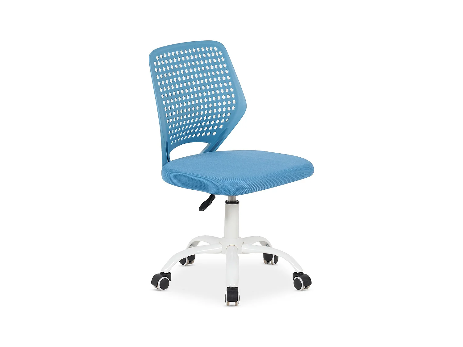 Chaise de Bureau pour Enfant JADE Bleue Pivotante Sans Accoudoirs, Assise Rembourrée et Réglable en Hauteur