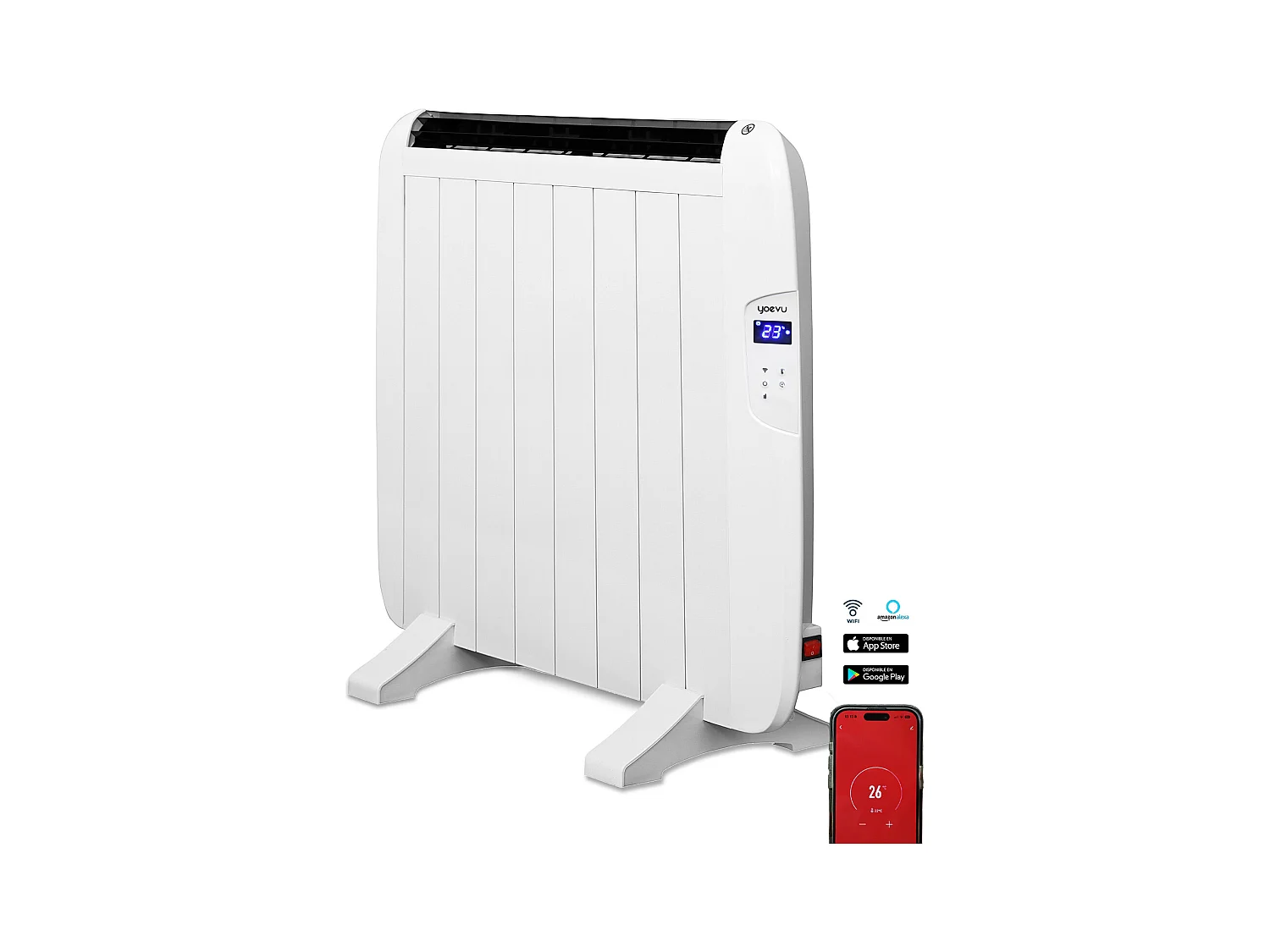 Emisor térmico de aluminio Yoevu, calefactor de bajo consumo