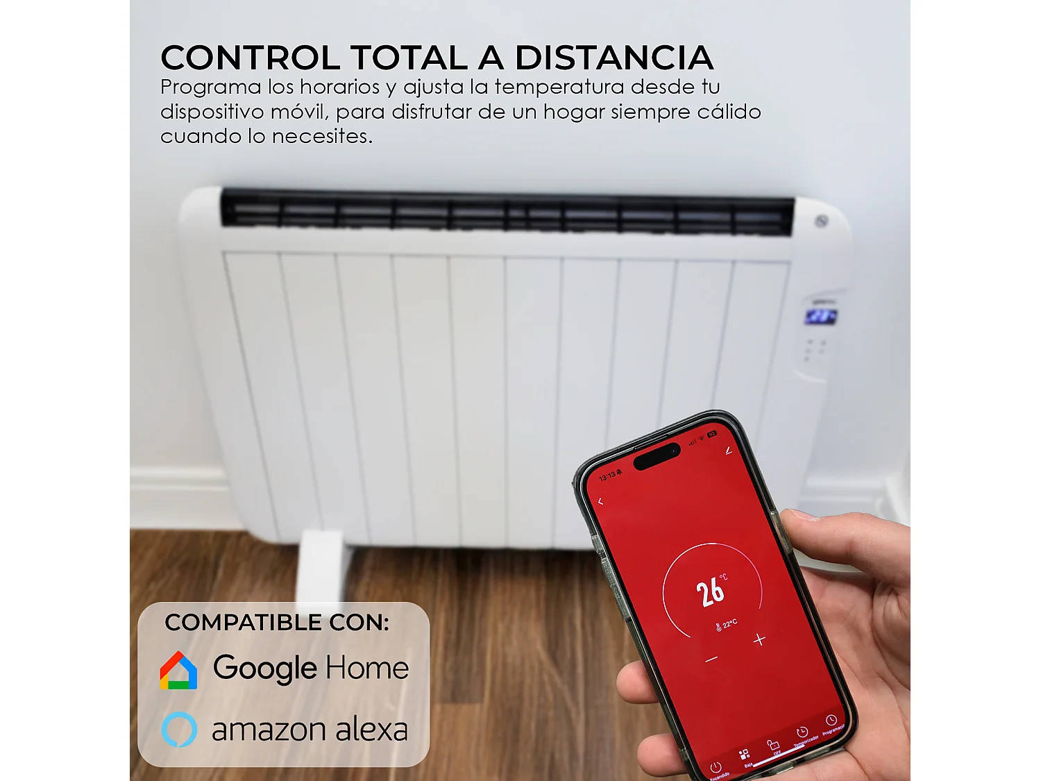 Emisor térmico de aluminio Yoevu, calefactor de bajo consumo