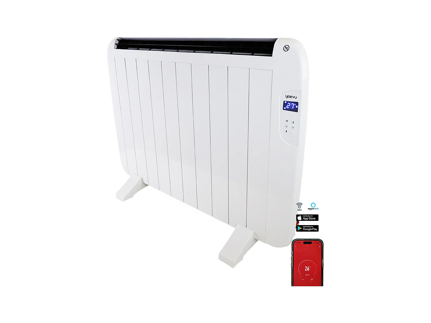 Emisor térmico de aluminio Yoevu, calefactor de bajo consumo