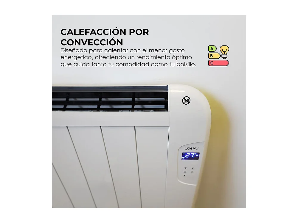 Emisor térmico de aluminio Yoevu, calefactor de bajo consumo