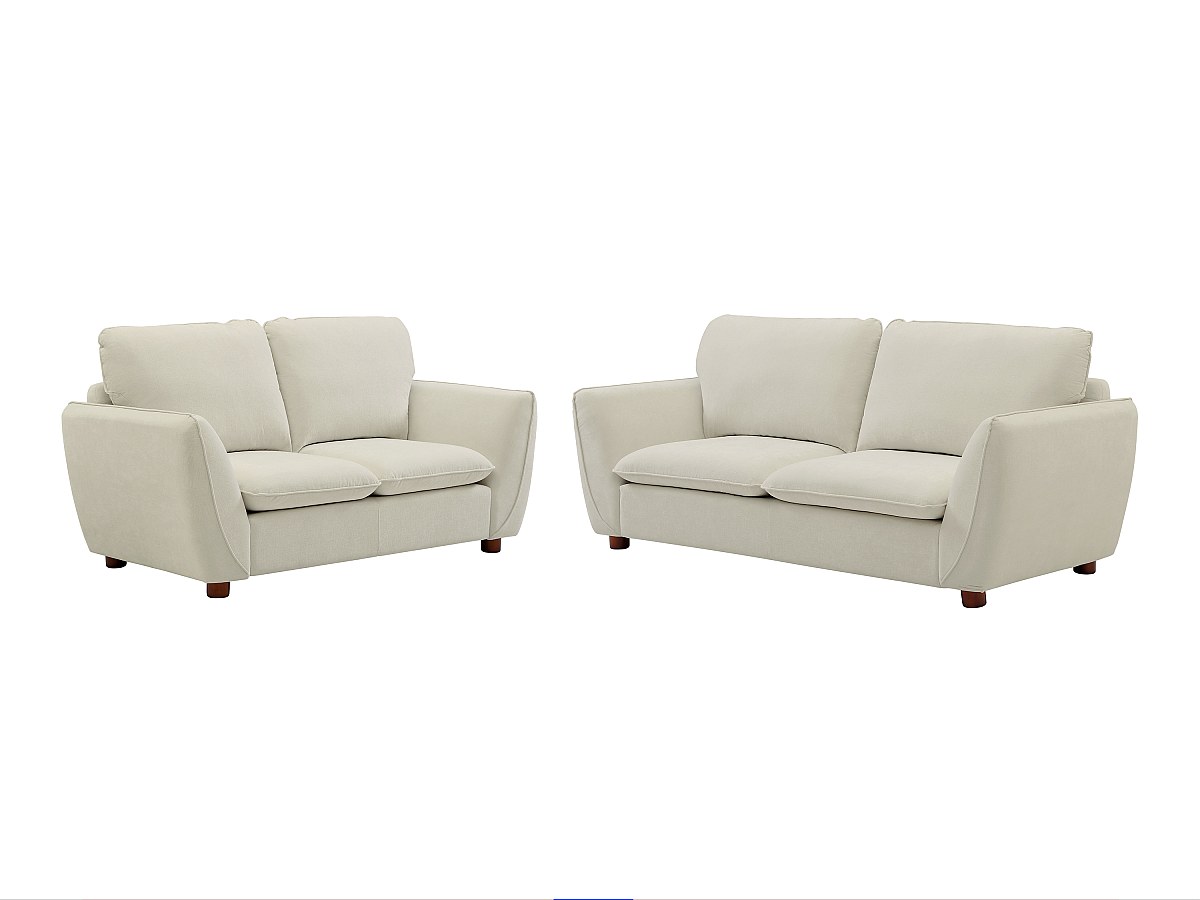 Sofaset 3‑Sitzer & 2‑Sitzer – Stoff – Offwhite – MENARDIA günstig online kaufen