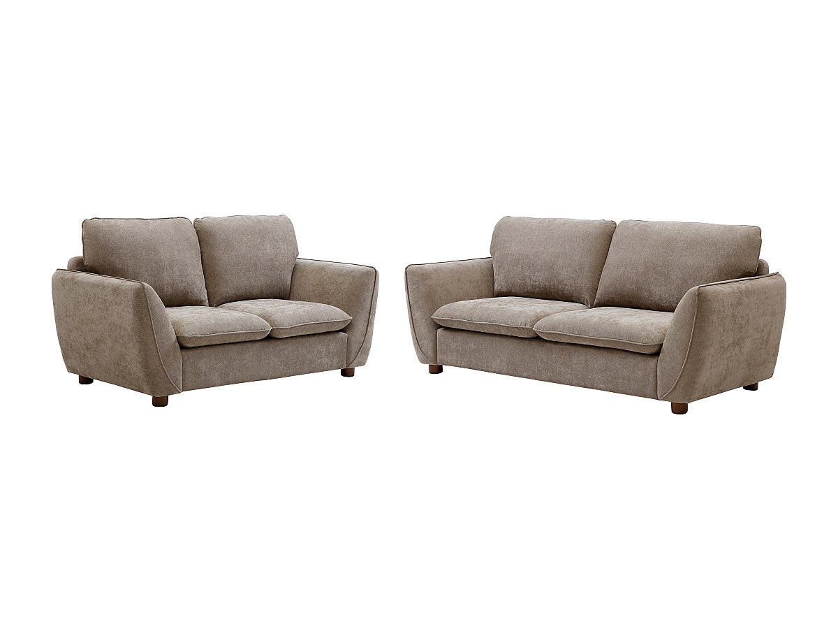 Sofaset 3‑Sitzer & 2‑Sitzer – Stoff – Taupe – MENARDIA günstig online kaufen