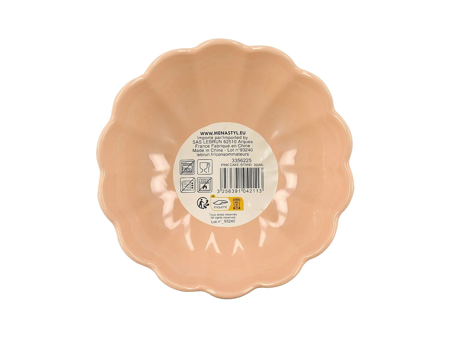 Menastyl - Plat Sur Pied Fiorella 14x7.5cm En Gres Rose Pied Vert