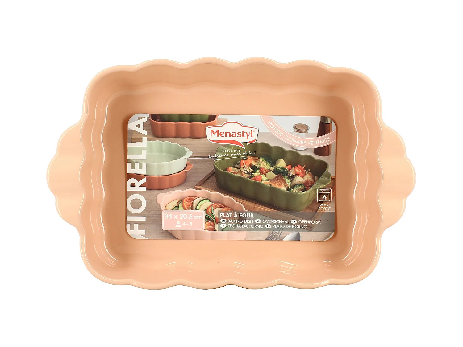 Menastyl - Plat A Four Fiorella 34x20.5cm En Gres Rose