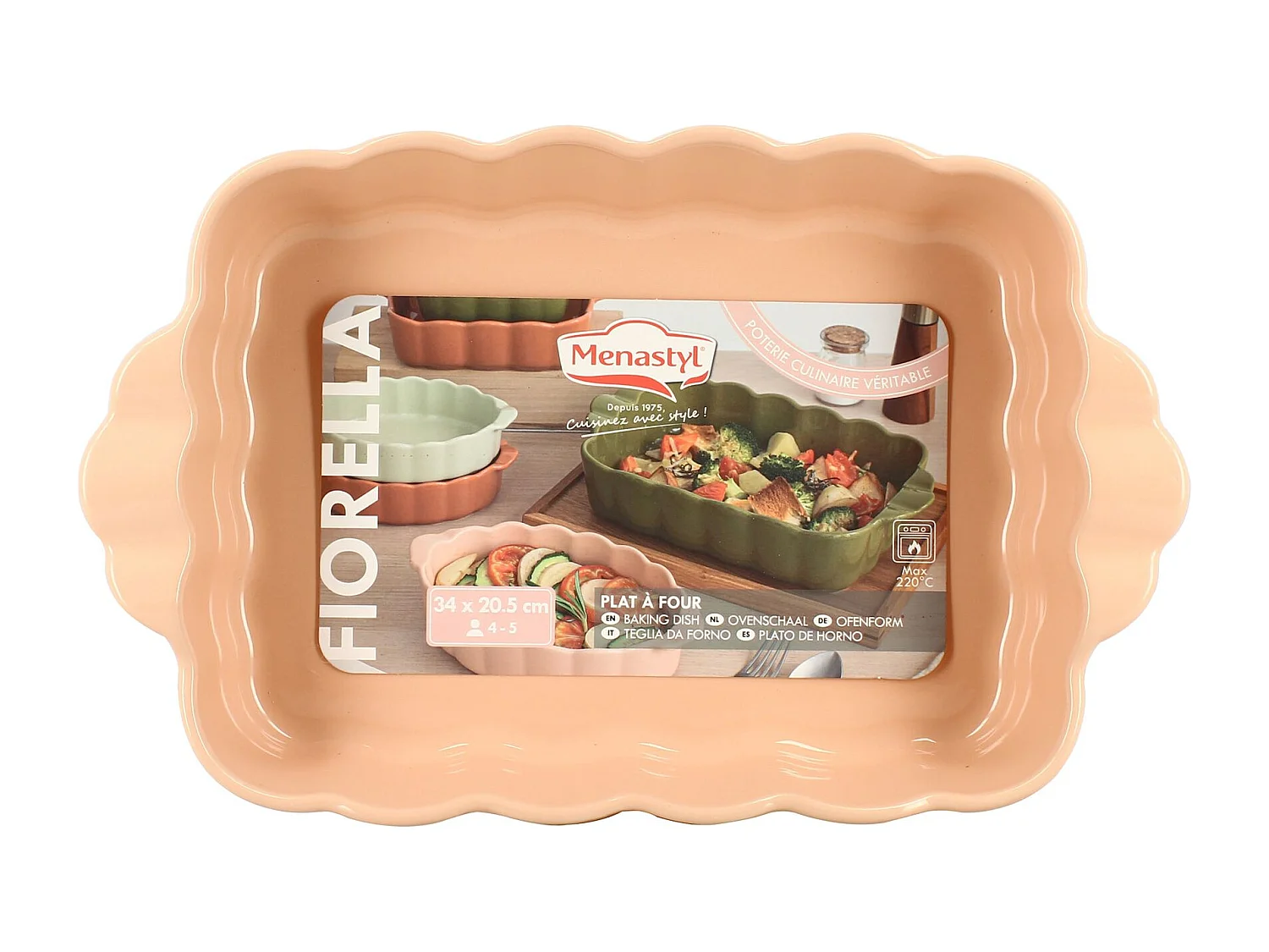 Menastyl - Plat A Four Fiorella 34x20.5cm En Gres Rose