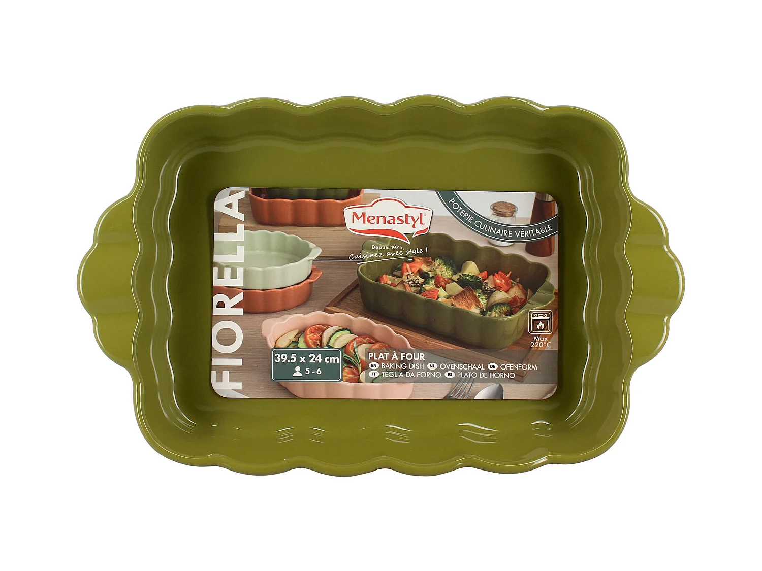 Menastyl - Plat A Four Fiorella 39.5x24.5cm En Gres Vert